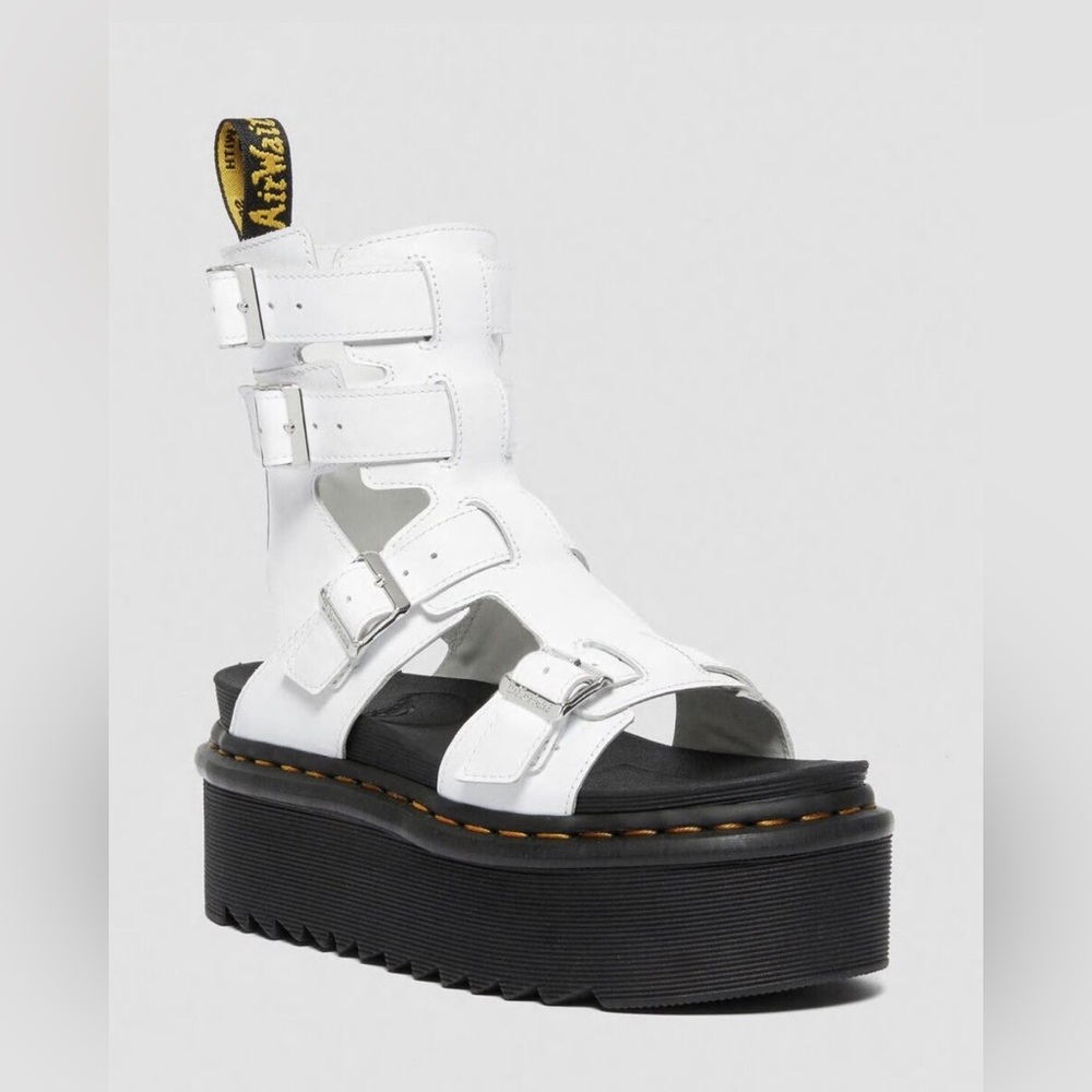 Dr. Martens Giavanna White Leather Gladiator Sandals. Size 9 womens